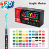 Box of 120 color acrylic brush markers with a palette of various colors.