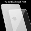 A clear smooth finish protective case for a MacBook, shown in a close-up view.