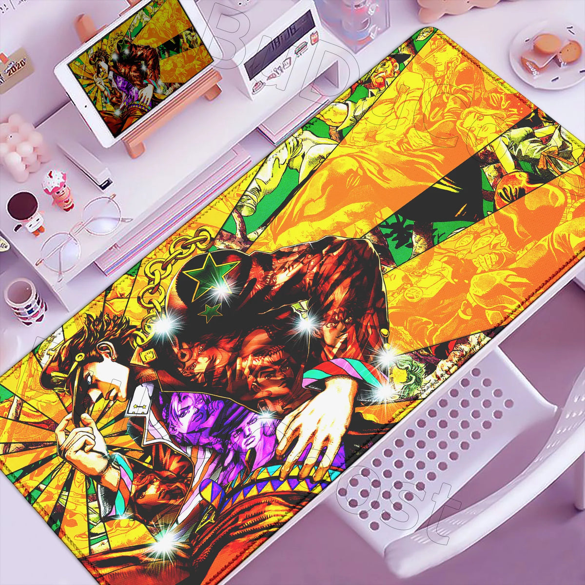 Anime-inspired XXL gaming mouse pad featuring vibrant colors and character art