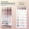 A set of six Languo Acrylic Painting Gel-pen pens in various colors with a grid for reference.