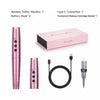 Set de pluma eléctrica rosa para tatuajes permanentes profesional, incluye cabeza de batería, aguja y cable de conexión.