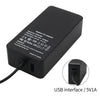 Black AC adapter with USB interface for a tablet charger