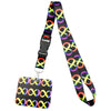 Schwarzes und mehrfarbiges Neonmuster-Lanyards mit Schlüsselring.