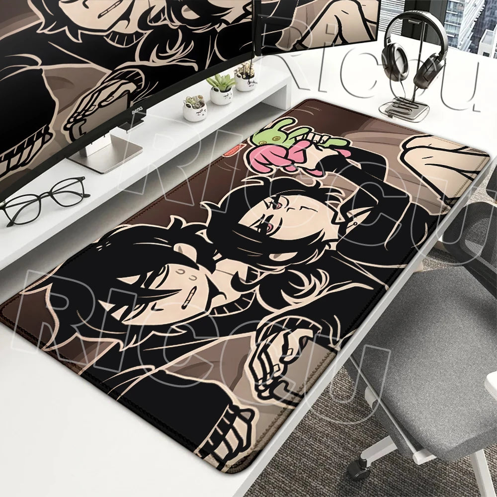 A gaming mouse pad featuring a stylized illustration of Andy and Leyley from The Coffin of Andy and Leyley