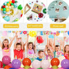 Colorful adhesive dots in various shapes and colors used for birthday party decorations and DIY crafts