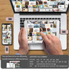 A hand is shown inserting a USB flash drive into a laptop and an iPad, demonstrating efficient data transfer between devices.