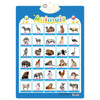 An interactive alphabet wall chart featuring various animals for preschool learning.