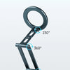 Adjustable damping design for a three-axis folding joint tripod stand with multiple supporting angles.
