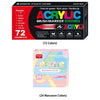 Box of acrylic brush markers featuring 72 colors and a set of 24 mararon colors