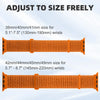 Orange sport hook and loop watch straps available in various sizes for wrists.