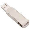 Silver metal USB flash drive with rotating mechanism and Lightning and Type-C connectors