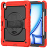 A red heavy duty shockproof iPad case with a black screen protector visible inside the open cover.