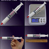 A syringe of GD370 thermal grease is shown in various views, including packaging and being held by a hand.