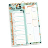A weekly meal planner and grocery list pad with daily sections for breakfast, lunch, and dinner.