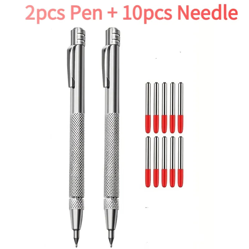 A set containing two pens and ten needles for precision carbide tip scribing.