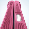 A pink magnetic shockproof iPhone case designed to protect the camera lens.