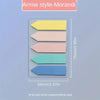A set of five fluorescent PET sticky notes with arrow style Morandi tabs in yellow, pink, mint green, and blue.