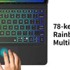 Eine Hand tippt auf einem Laptop mit einer Tastenkappe für eine 78-Tasten Rainbow Backlight Multi Touch Tastatur.