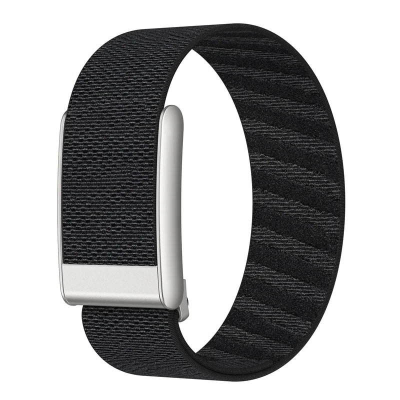 Black nylon braided strap for a fitness watch or wearable device.