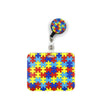 Buntes Puzzle-Teil-Muster-Lanyard-Schlüsselring mit kreisförmiger Befestigung