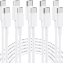 A set of white high-speed USB-C to USB-C charging cables coiled together.