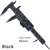 A black precision eyebrow measuring caliper with a 80mm gauge length and a needle tip.