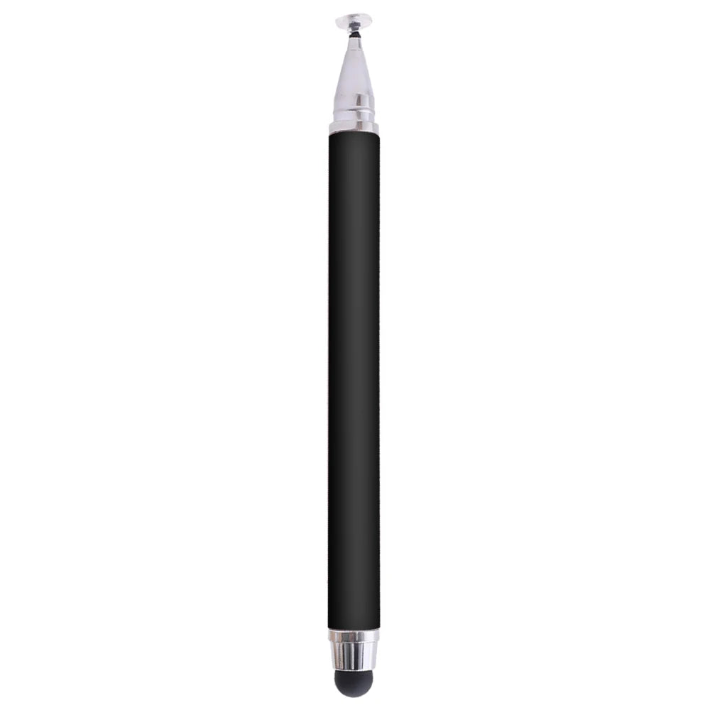 A black dual-tip capacitive stylus pen with a silver tip.