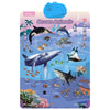 An interactive alphabet wall chart featuring various ocean animals like dolphins whales sharks and sea turtles for preschool 