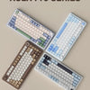 A set of AULA F75 series mechanical keyboards shown from various angles.