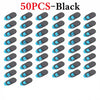 50 pieces of black privacy sliding camera covers for laptops and devices arranged in a grid.