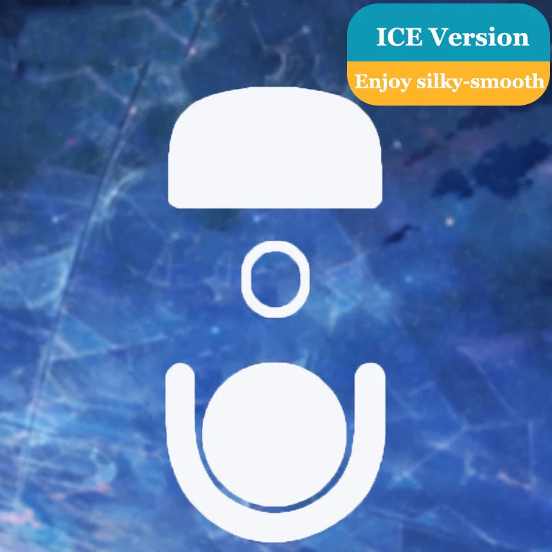 Icon of an ICE Version mouse skate with a smooth finish on a blue background.
