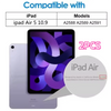 A package showing a purple iPad Air screen protector and an iPad Air device, compatible with iPad Air 5 10.9 models.