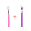 A pink stainless steel telescopic teaching pointer next to a purple one with a red plus sign.