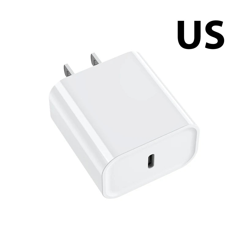 A white 30W USB-C fast charger for iPad and iPhone.