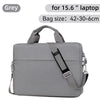 A grey laptop sleeve designed for 15.6 inch laptops, featuring padded protection and carrying straps.