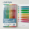 A set of nine Morandi retro gel pens in various colors packaged in a clear plastic case.
