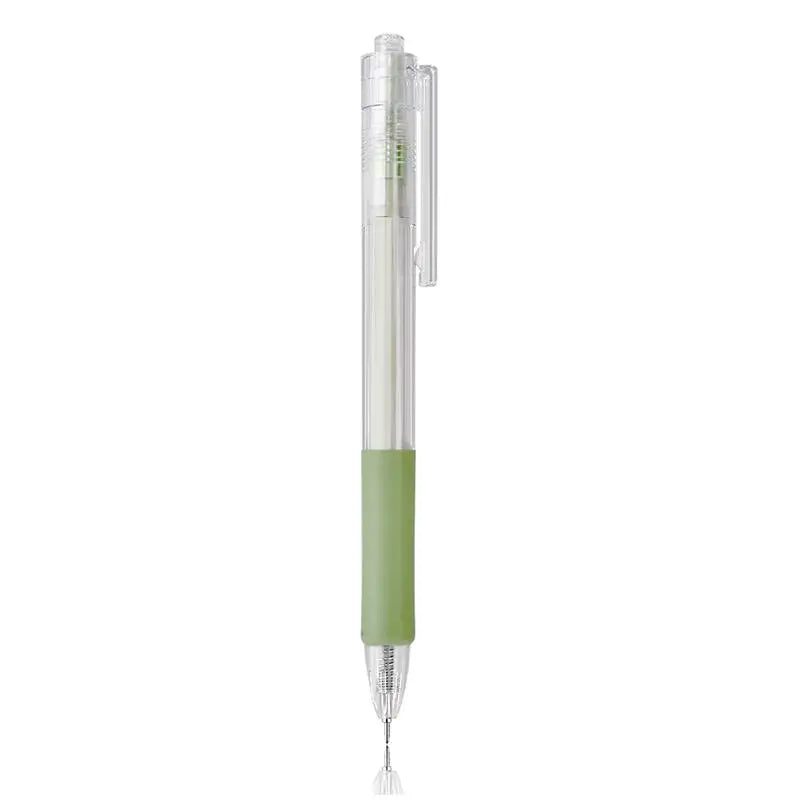 A clear precision utility knife with a light green body and silver tip.