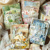 A collection of vintage and floral patterned paper sheets for DIY scrapbooking and journaling.