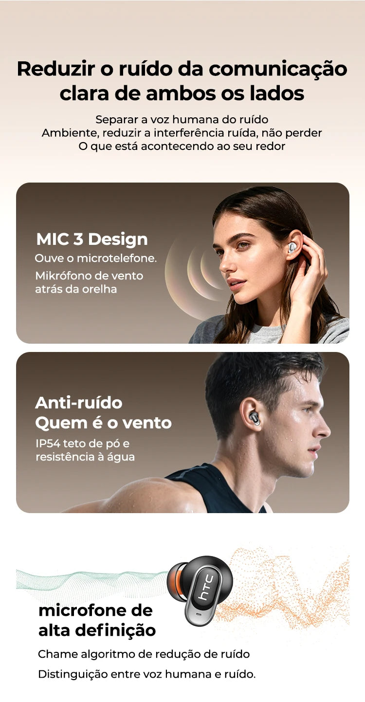 Close-up of a woman wearing True Wireless Earbuds with noise reduction, highlighting the microphone design.