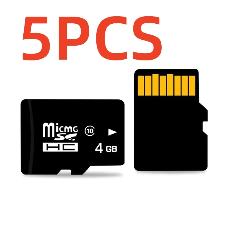 Five high-speed MicroSD memory cards shown next to a single card, indicating a pack of five.