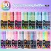 A collection of 90 colored Acrylic Painting Gel Pens in various shades and packaging.
