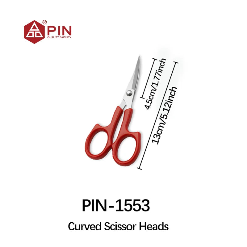 A pair of silver embroidery scissors with curved scissor heads shown against a white background.