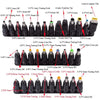 A collection of various laptop charger connector tips and tuning forks in black and gold colors.