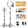 Adjustable LED ring light with a tripod stand and 360 rotation ball joint for phone and makeup