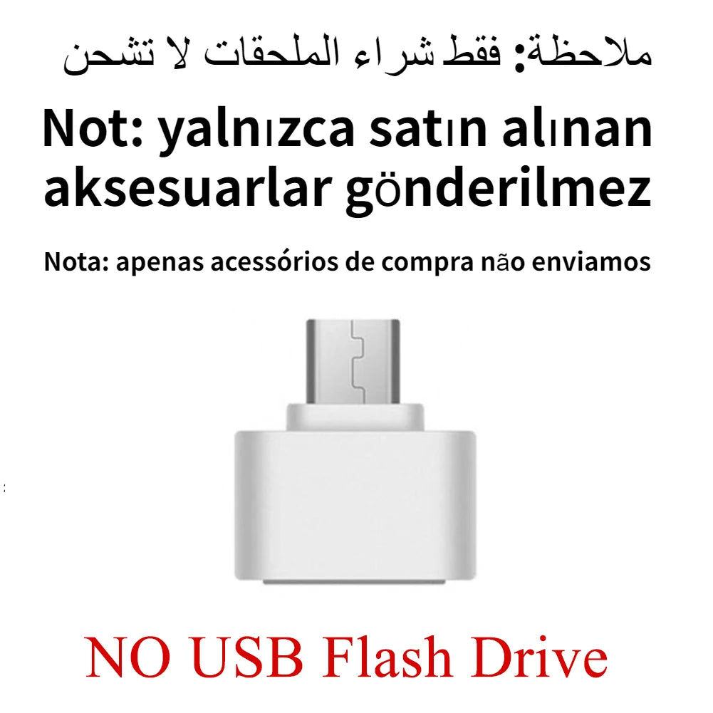 A white USB flash drive is shown, with text indicating that accessories are not included.