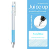 A white and blue Pilot Juice Up fine point gel pen is shown next to options for colored ink pens.