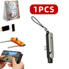 A 2-in-1 fast charging data cable with a phone stand, featuring a flexible cable and an orange clip.