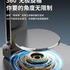 A close-up view of an all-metal 360 degree rotating mobile phone holder mechanism with glowing blue light.