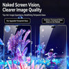 A comparison showing a naked screen vision with clearer image quality on a smartphone display.