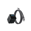 A black ANKER 45W Nano Smart Display charger with a coiled cable is shown.
